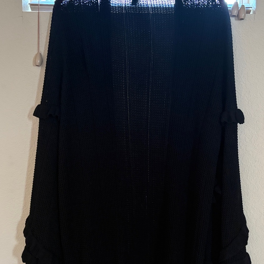 Express Black Ruffle-Trim Cardigan - Picture 6 of 7